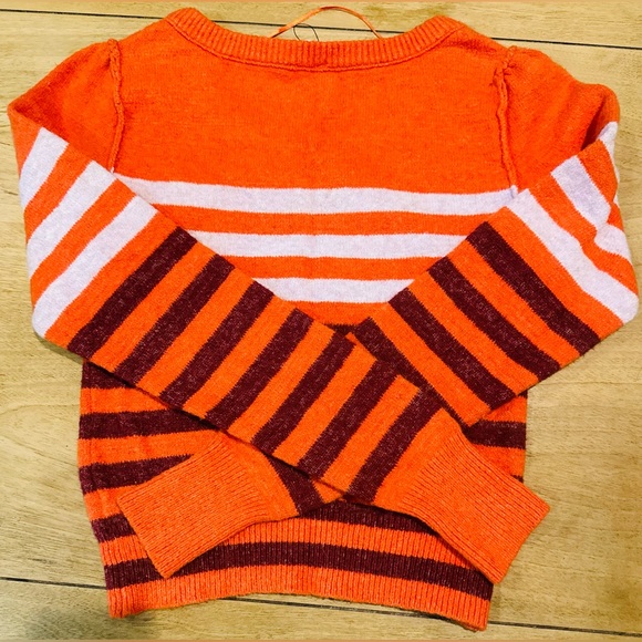 Free People Orange Striped Knit Sweater - Size XS/TP - Picture 4 of 6
